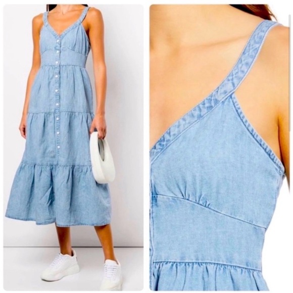 Levi's sabine Button Front Tiered Midi Dress - Picture 2 of 6